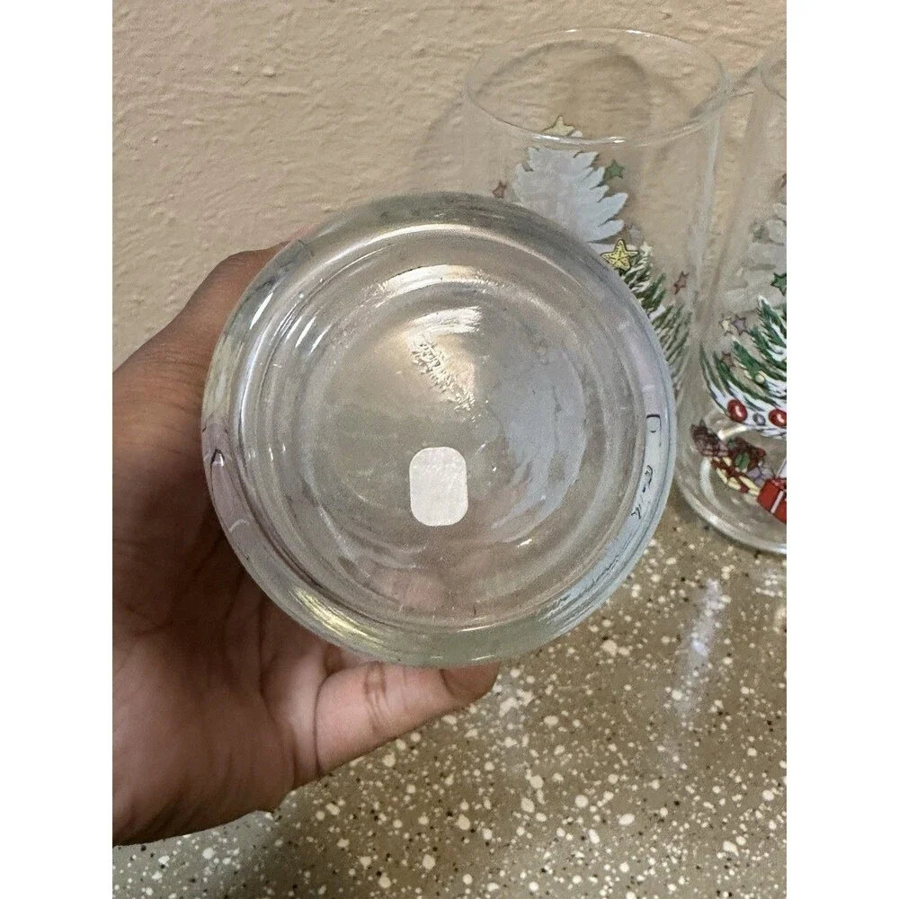 4 pc Gibson Vintage Housewares Crystal Christmas Holiday‎ 16 oz Tumblers